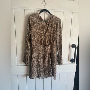 Zara Long Sleeve Brown Patterned Dress